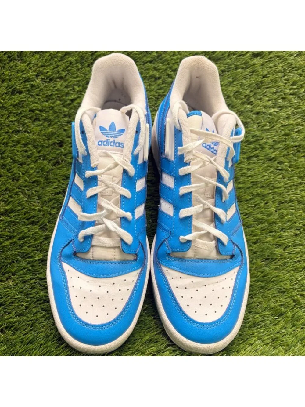 Adidas Forum Low Mens Size 9 Blue White Athletic Leather Walking Shoes Sneakers
